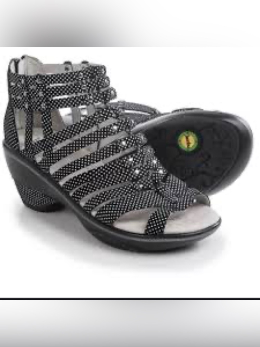 Jambu - “sugar” Black White Polka Dot Strappy Wedge Sandals, 10